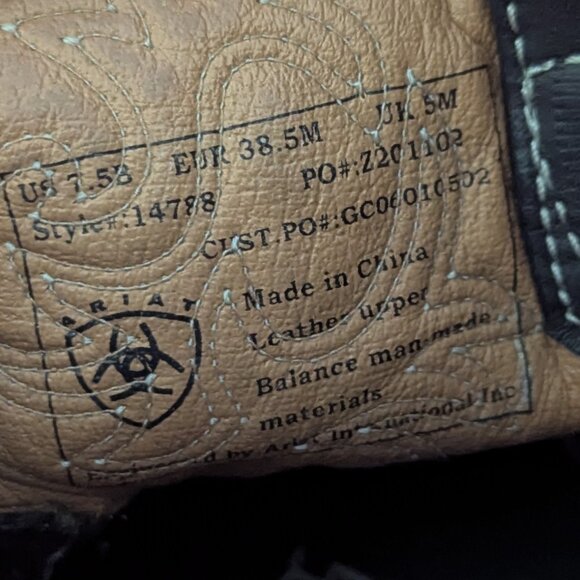 Ariat Fat Baby Boots Leather Western Embroidered Chunky Cowgirl Style # 14788 - Picture 9 of 11